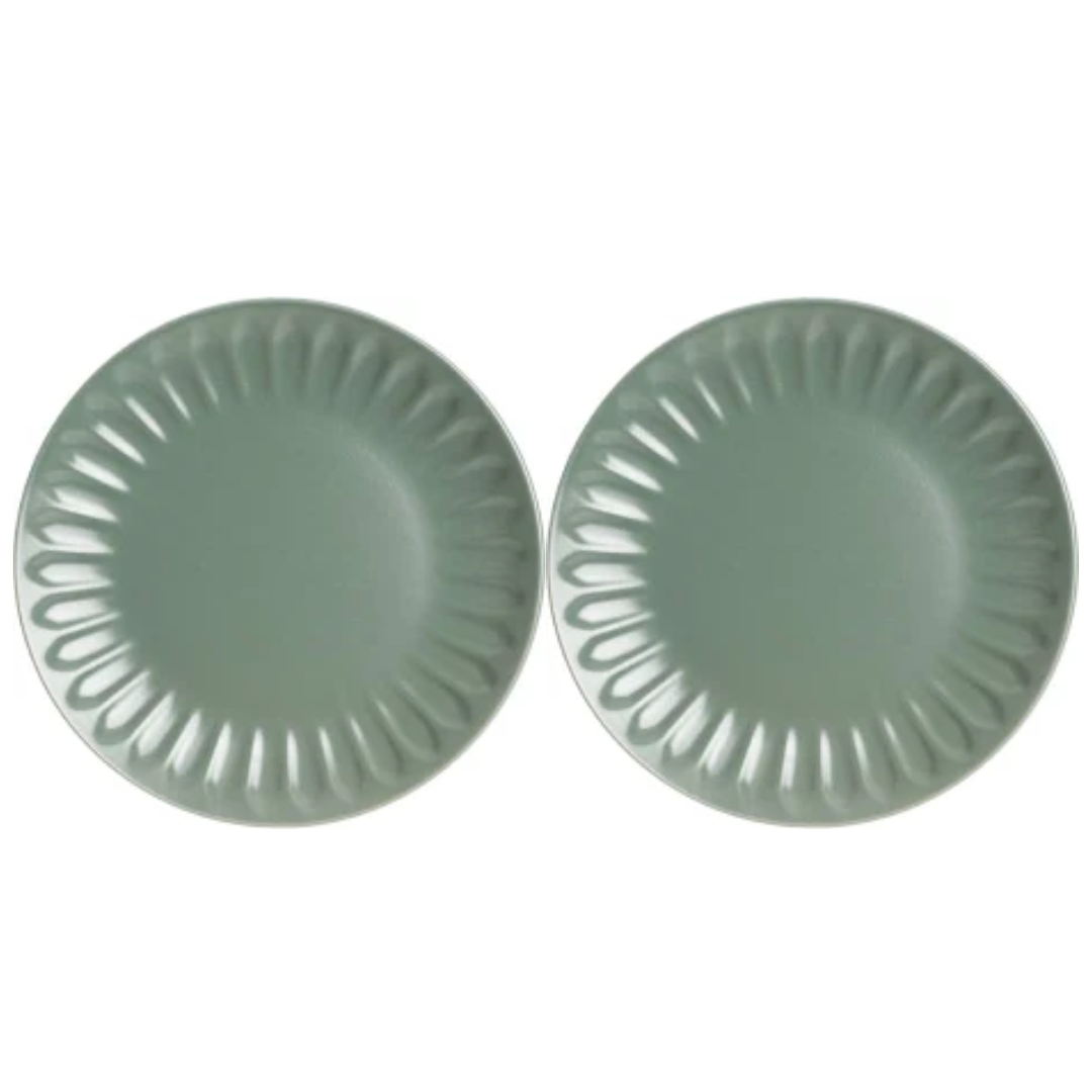 Jogo 2 Pratos Rasos Cerâmica Badem Verde 27cm