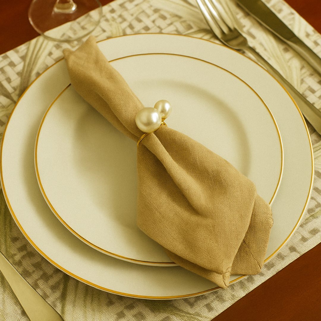 Jogo 4 Anel Guardanapo Pérola