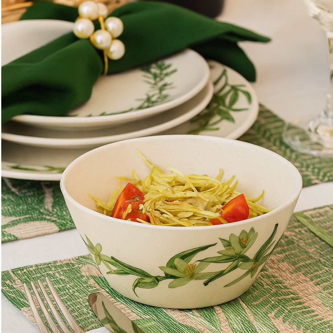 Saladeira Pequena Redonda Fibra Bambu