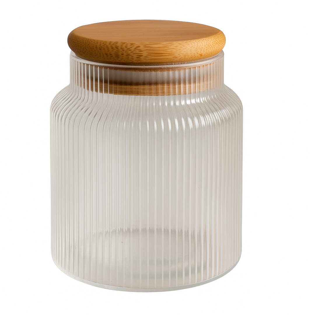 Porta Mantimento Vidro Tampa Bambu 950ML