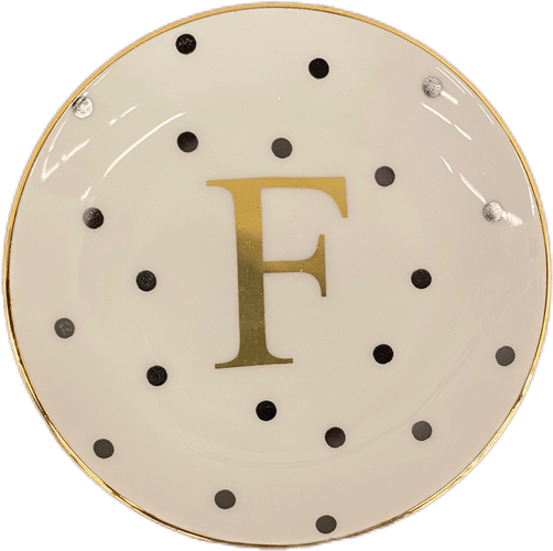 Porta sachê Porcelana Schmidt Poá Gold Inicias "F"