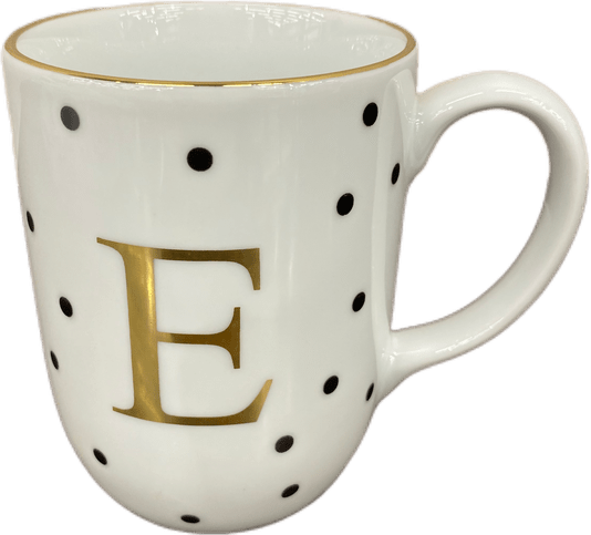 Caneca Porcelana Schmidt Poá Gold Inicias "E" 300ml