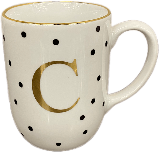 Caneca Porcelana Schmidt Poá Gold Inicias "C" 300ml