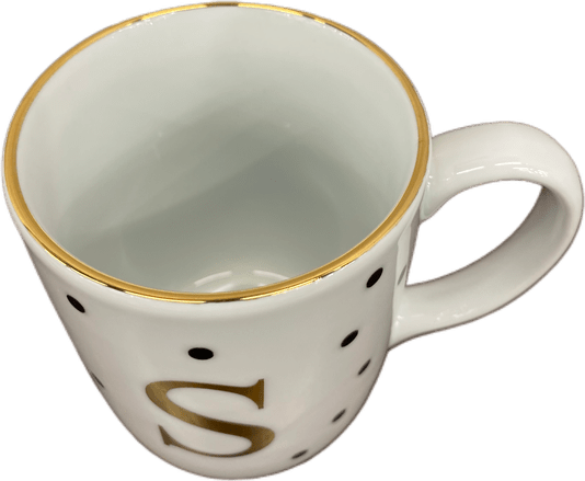 Caneca Porcelana Schmidt Poá Gold Inicias "S" 300ml