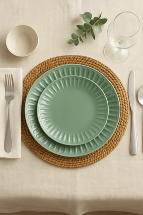 Jogo 2 pratos Sobremesa Ceramica Badem Verde 21cm