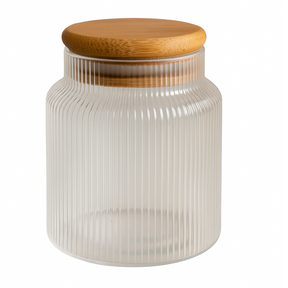 Porta Mantimento Vidro Tampa Bambu 950ML