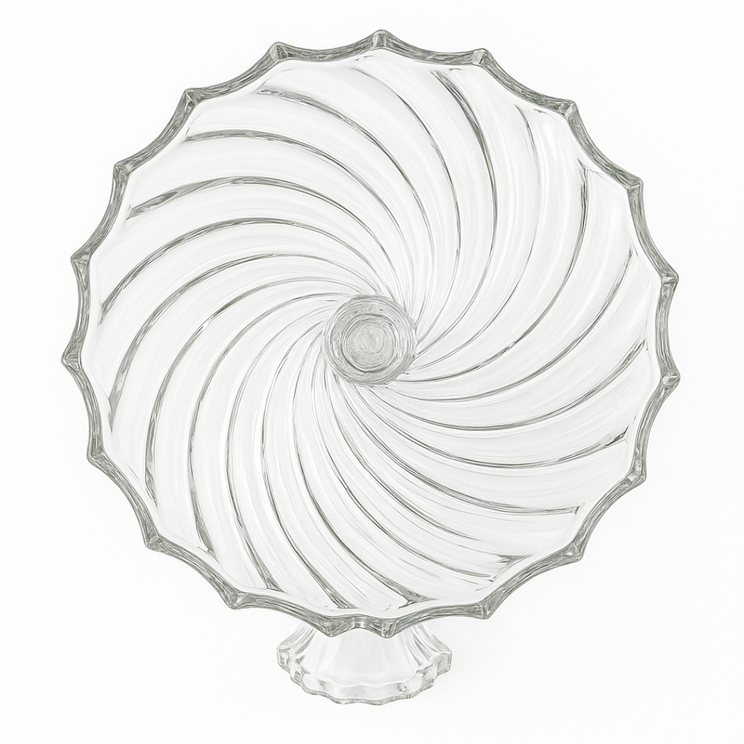 Prato de Bolo com pé De Vidro Twist 30CM