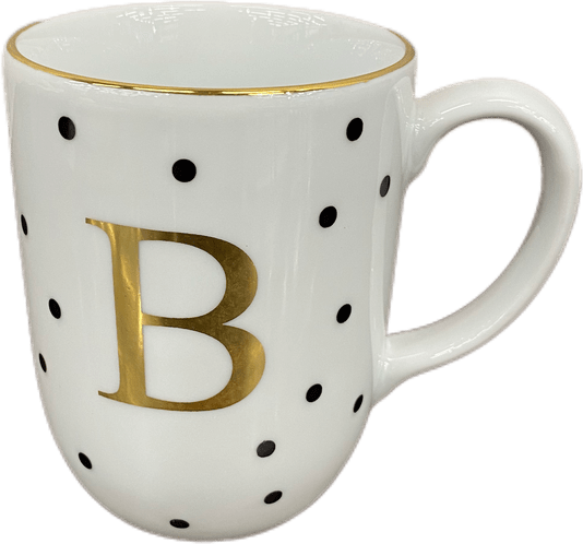 Caneca Porcelana Schmidt Poá Gold Inicias "B" 300ml