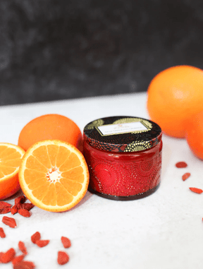 Vela Pote Vidro P 25h Relevo Goji Tarocco Orange Voluspa