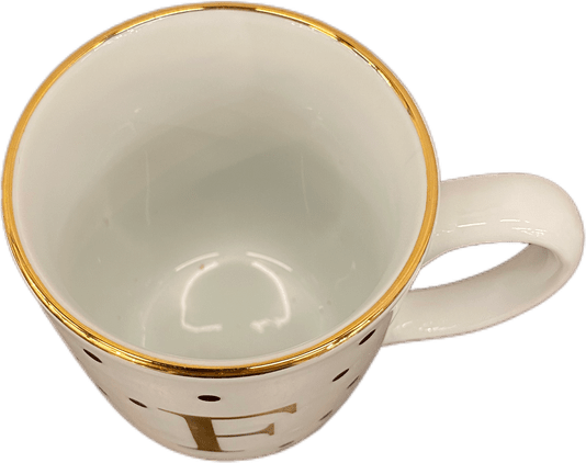 Caneca Porcelana Schmidt Poá Gold Inicias "E" 300ml