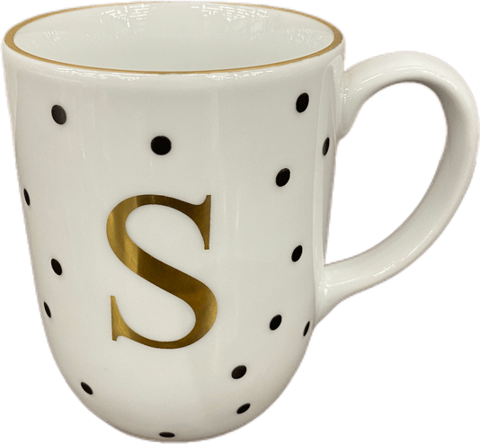 Caneca Porcelana Schmidt Poá Gold Inicias "S" 300ml