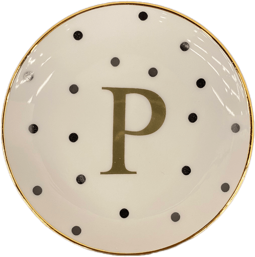 Porta sachê Porcelana Schmidt Poá Gold Inicias "P"