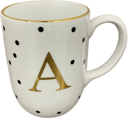 Caneca Porcelana Schmidt Poá Gold Inicias "A" 300ml